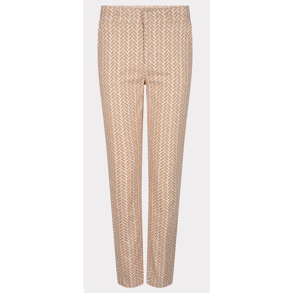 Esqualo Tan White Geometric Block Print Chino Pants 7/8 Cropped Trousers Women 6 - Picture 5 of 12